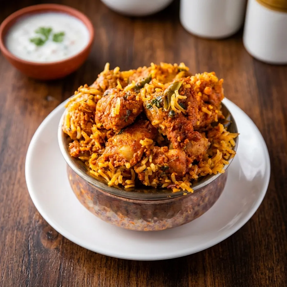 The Butter Kitchen Chicken Biryani Sherwood Park - fragrant basmati rice with spice-marinated chicken and saffron