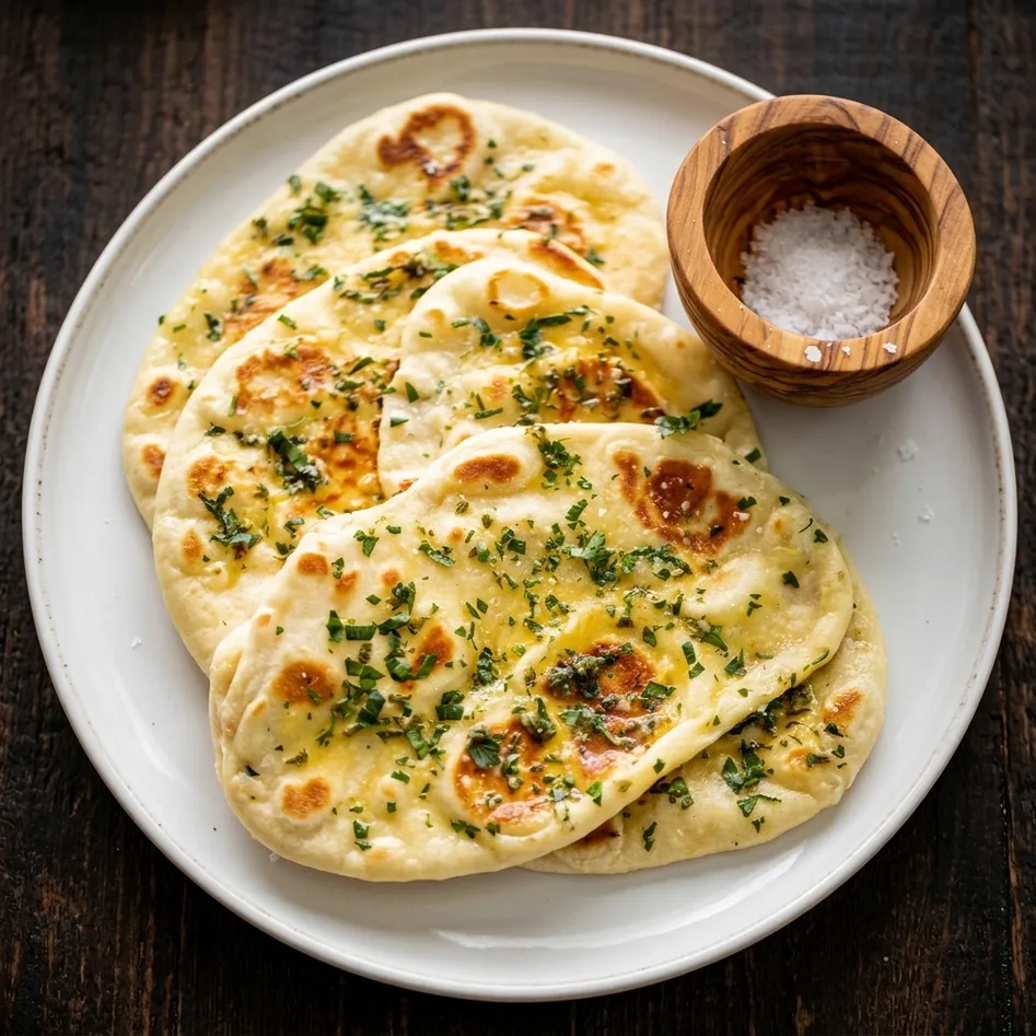 The Butter Kitchen Garlic Naan Sherwood Park - soft fluffy tandoor-baked flatbread with butter and garlic
